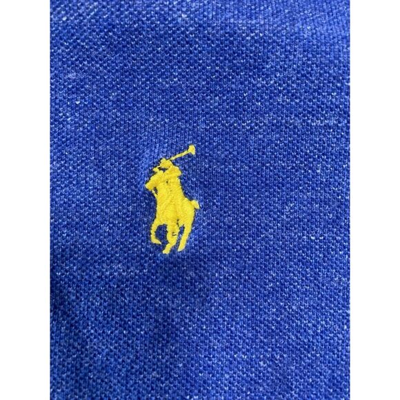 Polo Ralph Lauren Men's Large Polo Shirt, Short Sleeve Blue w/Yellow Pony - Picture 5 of 8